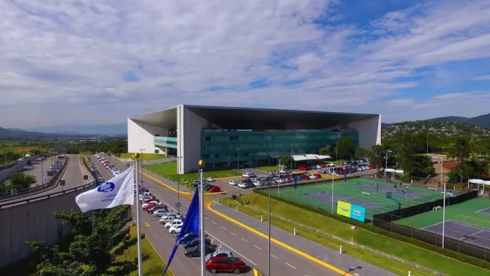 five levels high building with large windows