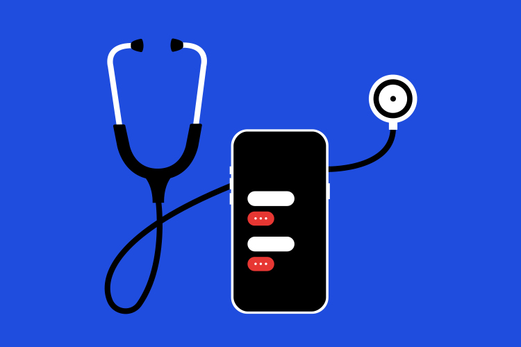 Illustration of a health chat on a cellphone