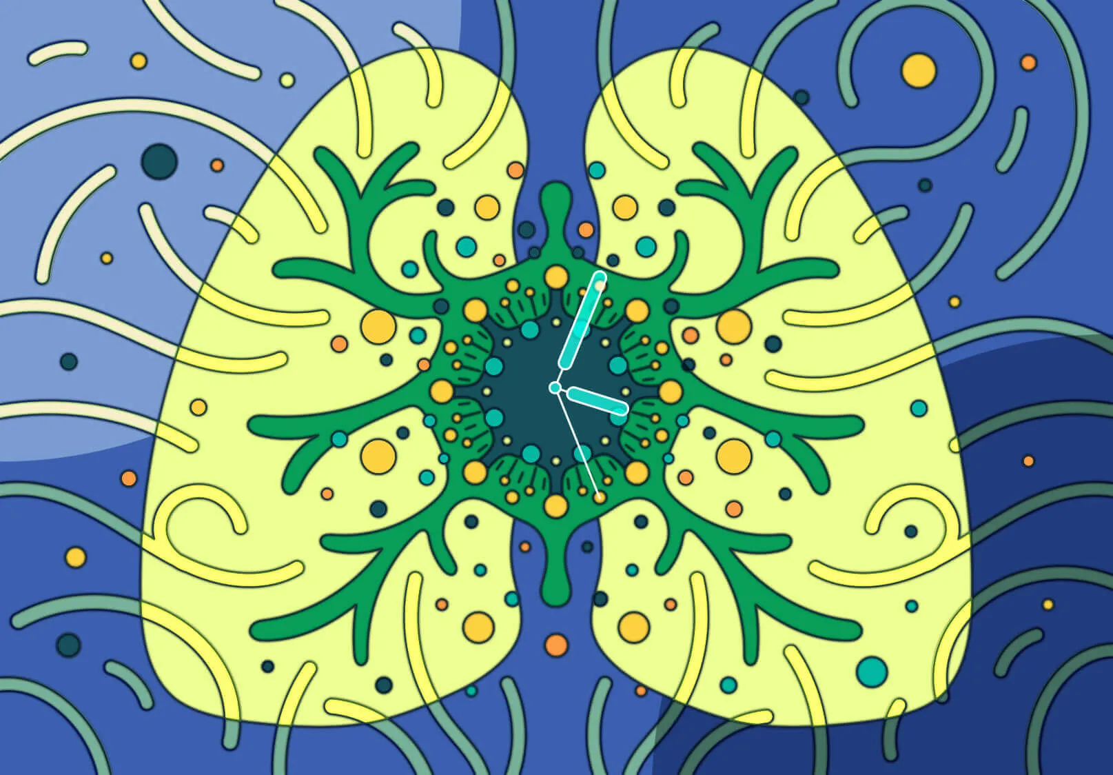 illustration of lungs infected by covid