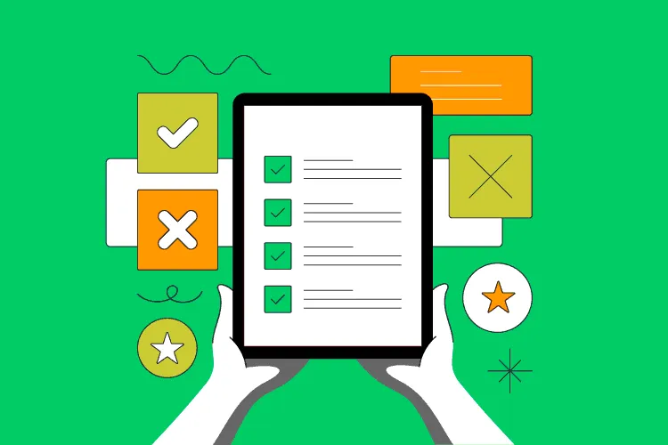 Two hands holding a tablet