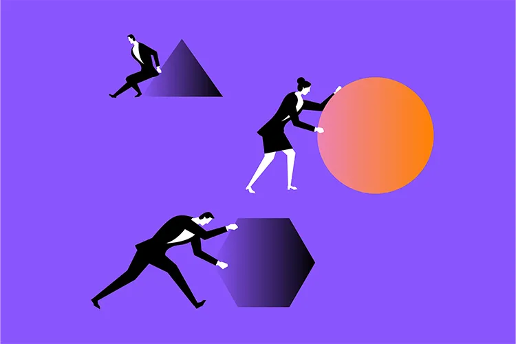 illustration of women pushing a circle