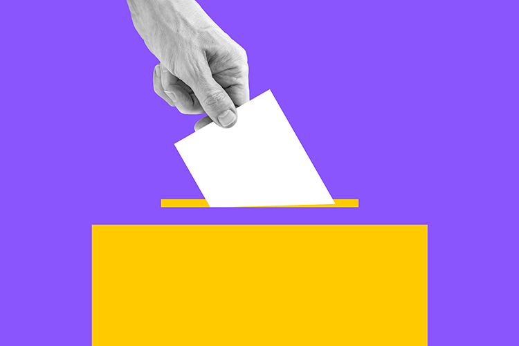 illustration of a hand with a ballot