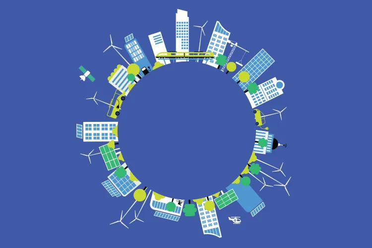 image of buildings in a circle