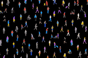image of many people in illustration walking from one side to others