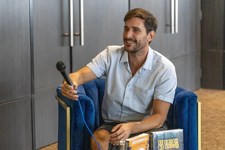 Young man sitting in an interview