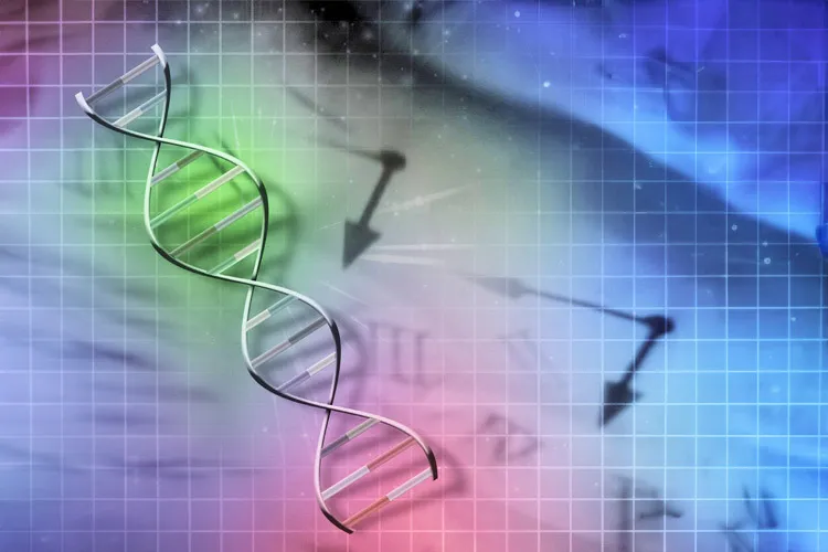 Image of a DNA strandon top of a clock