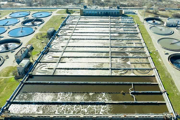 Aerial photograph of a water treatment plant