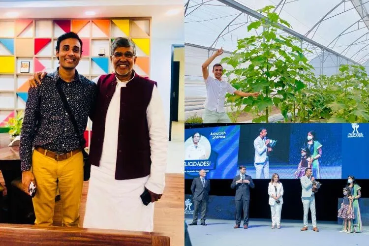 The academic, recognized as an Inspirational Professor in 2022 (right) At left, he is pictured with his uncle Kailash Satyarthi, 2014 Nobel Peace Prize Laureate,