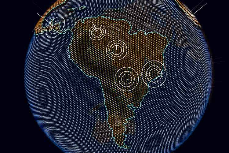 World Map Focused on Latin America