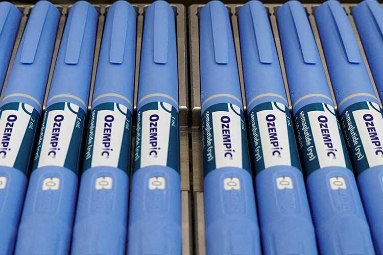 Ozempic syringes are pictured on a production line at Novo Nordisk's plant in Hillerod, Denmark