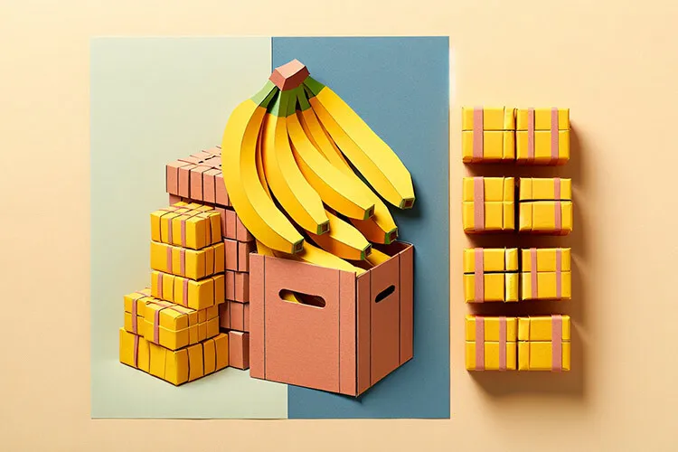 Ilustration of bannanas and boxes