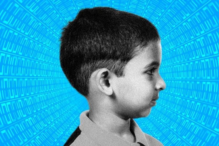 A child surrounded by algorithms