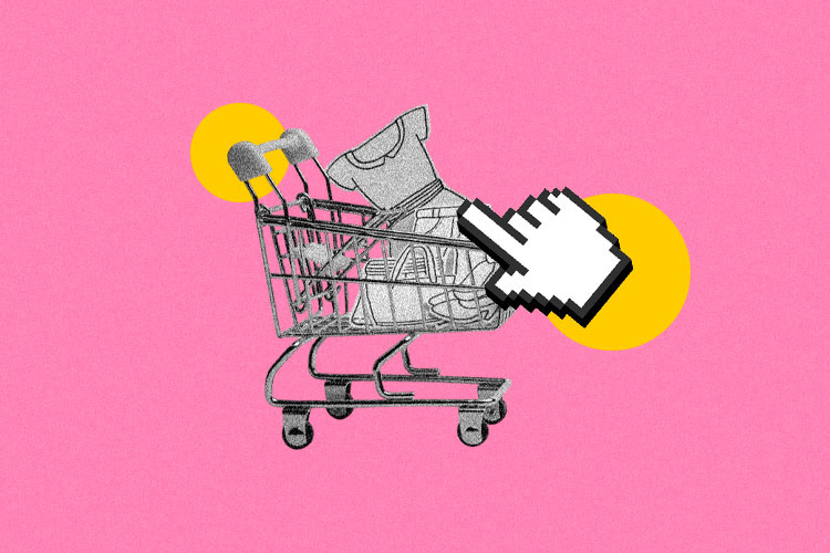ChatGPT said: The image shows a shopping cart with products such as a dress, a handbag, and shoes