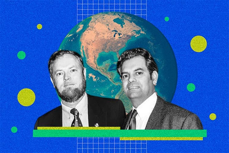 Enkerlin Brothers two grown men's pictures turned into collage