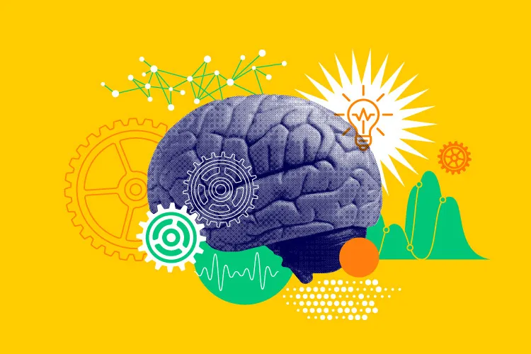 Illustration of a brain and bolts