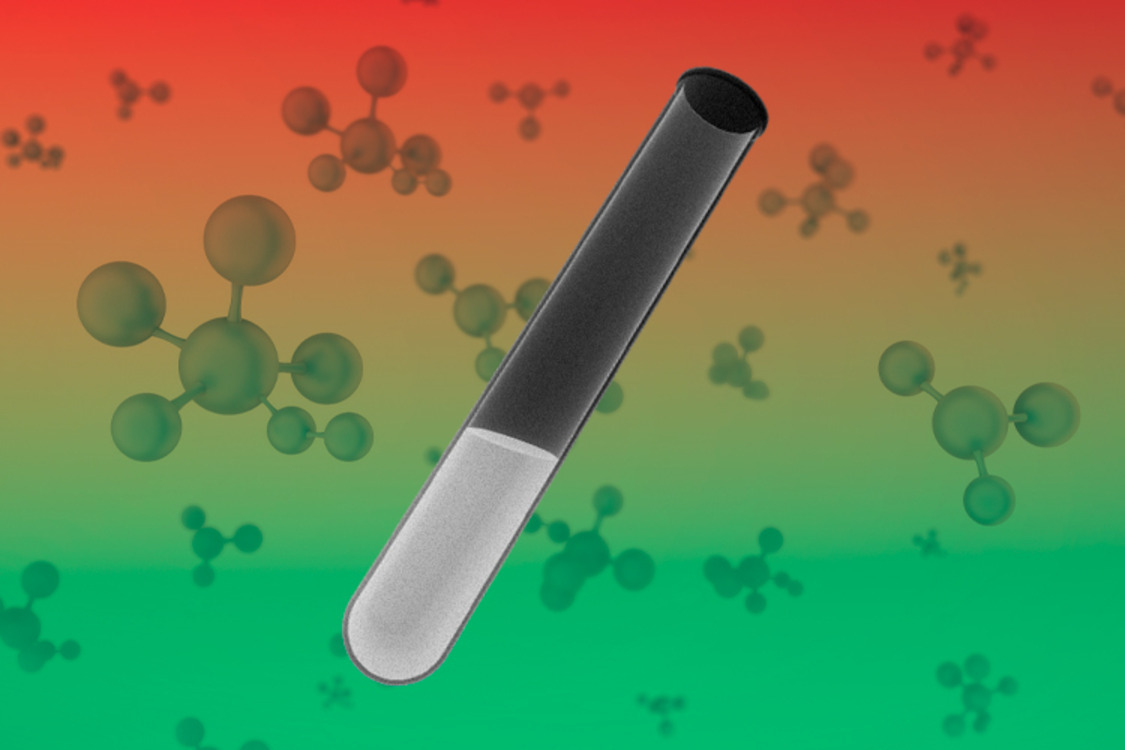 Test tube containing a color-changing substance