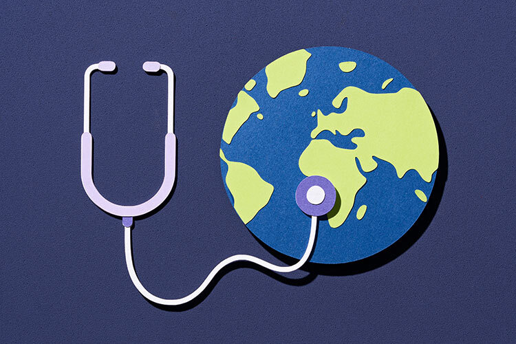 image of an earth with a stethoscope