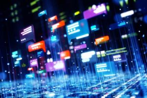 Illustration depicting the use of ChatGPT and artificial intelligence in legislative processes in Mexico.