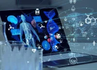 Illustration of a computer in a scientific laboratory