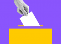 illustration of a hand with a ballot