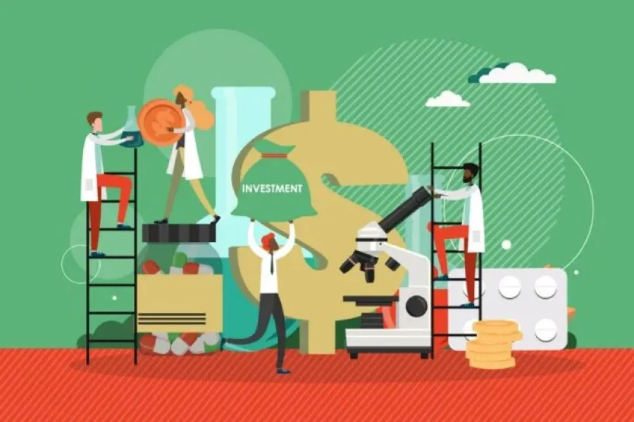 concept illustration of a laboratory getting funded