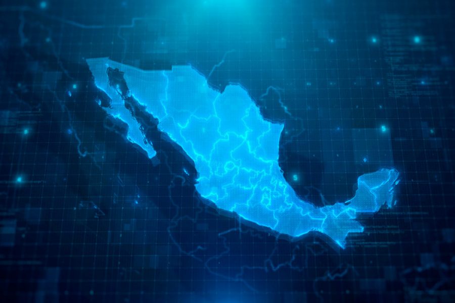 Map of Mexico with digitalized elements