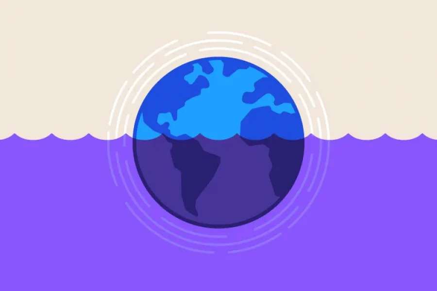 Illustration of a flooded world