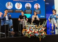 From left to right: Alejandro Balbin, Daniel Romano, Tatiana Yglesias, and Mikel Prieto, who participated in the panel "From research to impact: Building inclusive healthtech ventures across borders." (Photo: Alejandro Salazar / TecScience)
