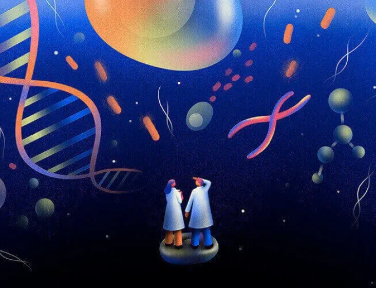 illustration of two persons seeing the genome