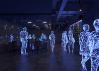 Illustration of silhouettes of people simulating body heat detection