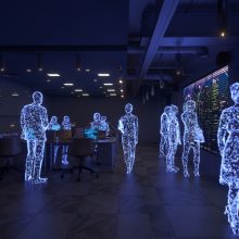 Illustration of silhouettes of people simulating body heat detection