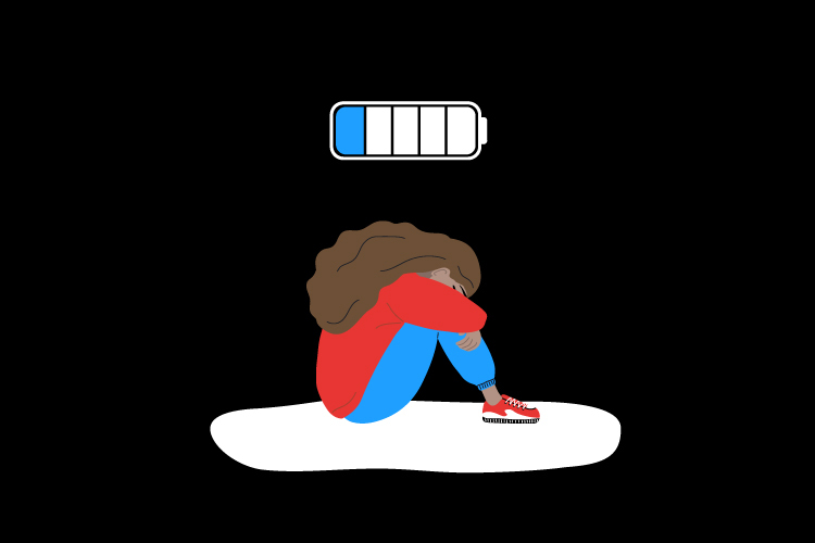 imagen de una ilustracion con una mujer sin energia
