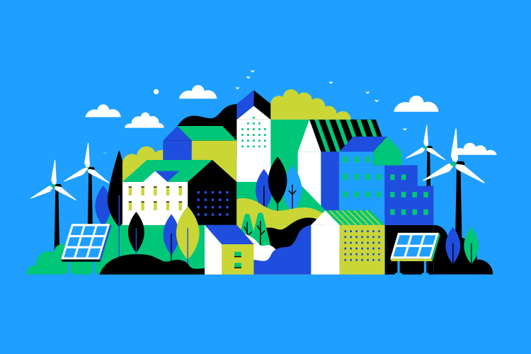 ilustración de una ciudad sustentable