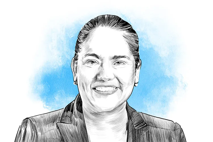 Mujer de mediana edad ilustrada a lapiz