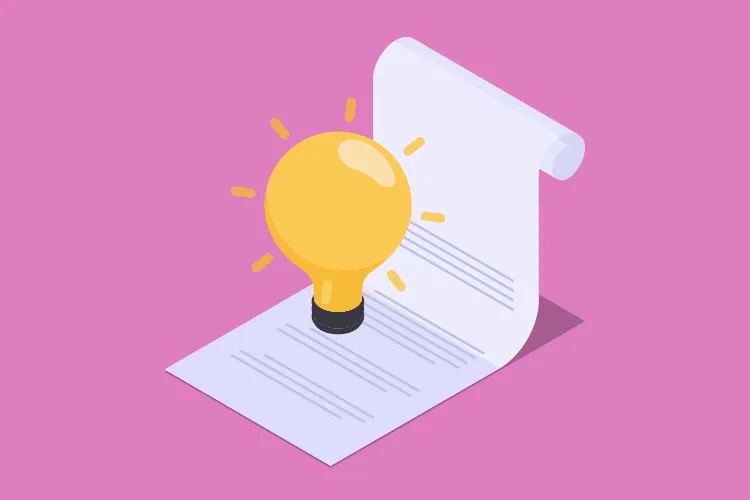 Ilustración sobre una idea sobre el papel y la propiedad intelectual