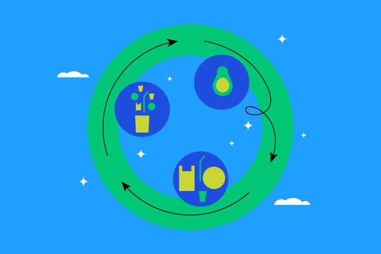 Una ilustración que muestra el proceso de reciclaje