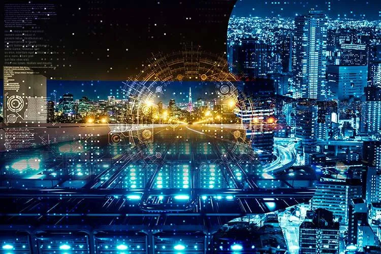 Imagen de elementos de una ciudad y tecnología