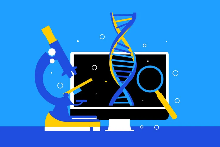 imagen de una computadora con un microscopio