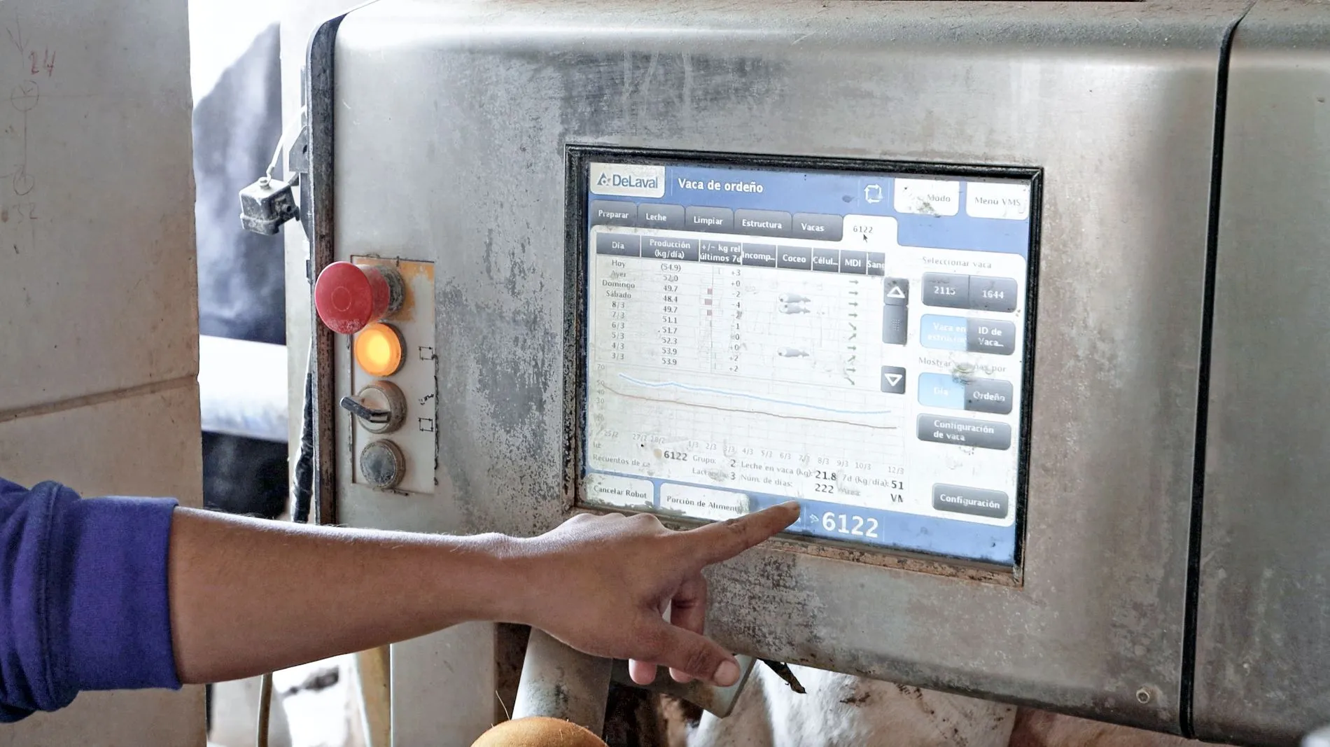 Los robots, encargados de ordeñar las vacas, registran los horarios en que cada animal es ordeñado, la cantidad de leche, el porcentaje de grasa, etc. Estos datos son muy valiosos para tomar decisiones referentes a su alimentación.