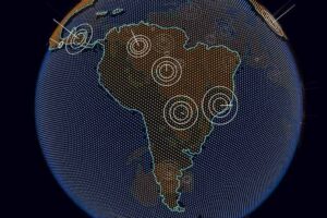 Planisferio con foco sobre América Latina