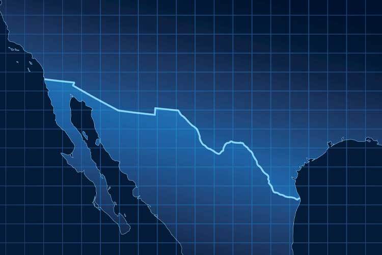 Mapa de la frontera México - Estados Unidos