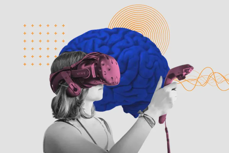 imagen conceptual de una mujer jugando con un vr