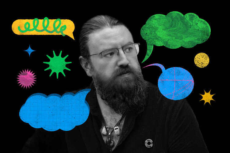 Ilustración con la foto del autor