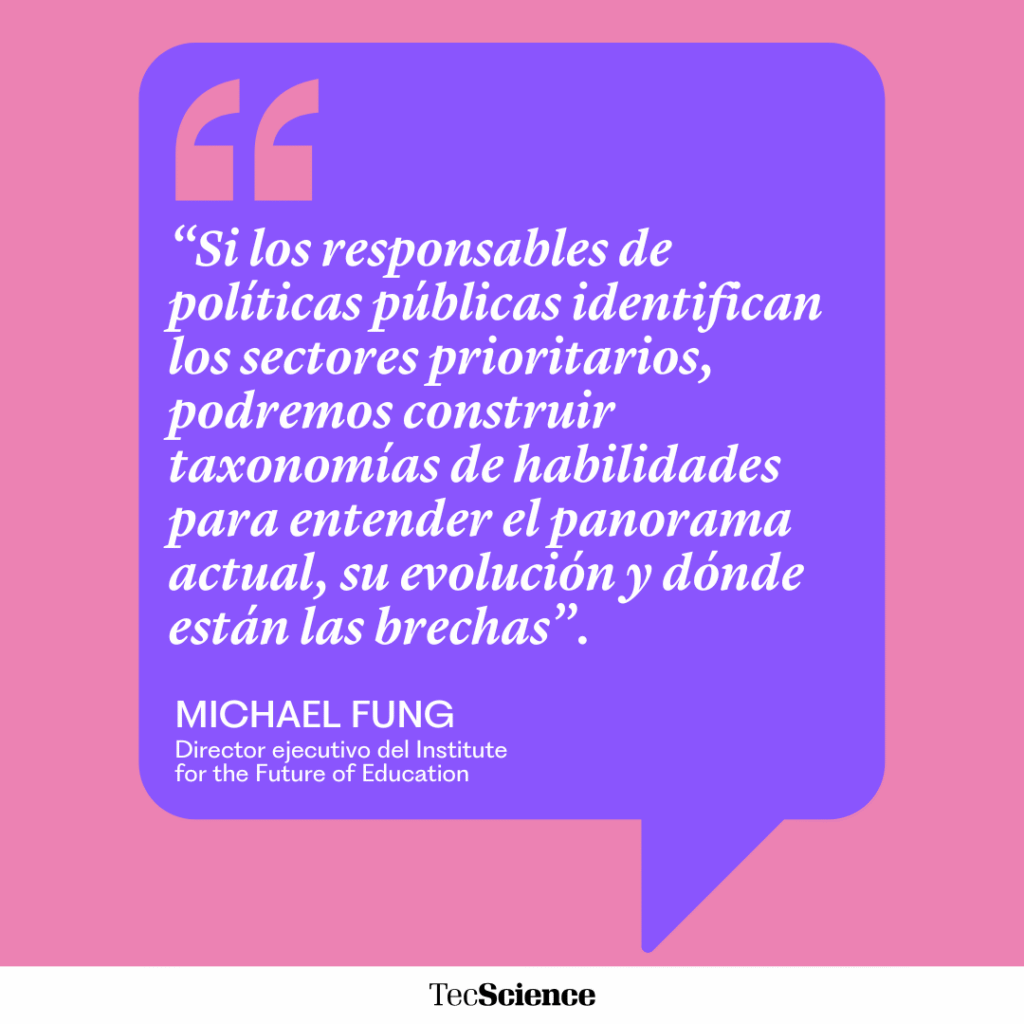 "Si los responsables de políticas públicas identifican los sectores prioritarios, podremos construir taxonomías de habilidades para entender el panorama actual, su evolución y dónde están las brechas". Michael Fung, director ejecutivo del Institute for the Future of Education.