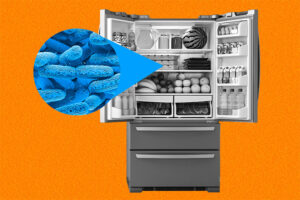 refrigerador en blanco y negro que muestra un acercamiento a las bacterias que se forman dentro