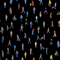 imagen de muchas personas en ilustración andando de un lado a otros