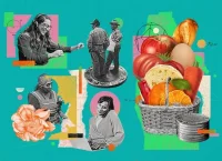 collage de personas comprando cosas