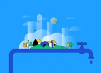 Ilustración de una ciudad construida sobre una llave de agua