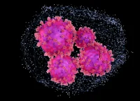 Ilustración con fondo negro de las partículas del virus Sars-Cov-2