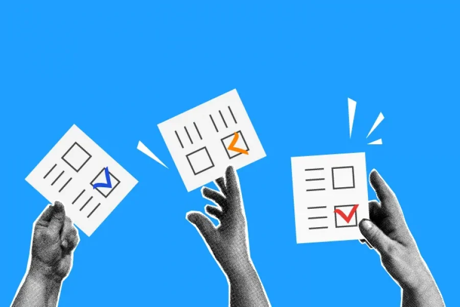 Ilustración de boletas de votación